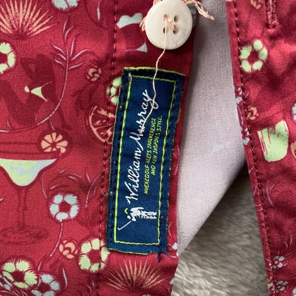 William Murray Mens Shirt Medium Red Floral Short Sleeve Button-Up - Picture 5 of 7